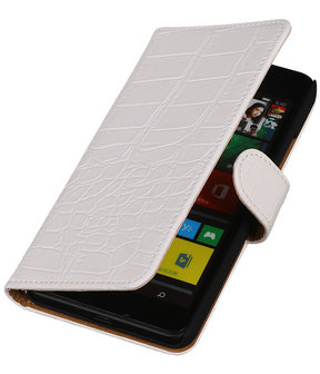 Microsoft Lumia 640 Crocodile Booktype Wallet Hoesje Wit