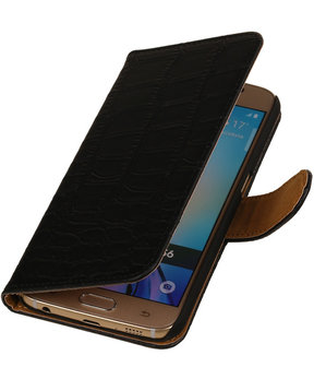 Samsung Galaxy Grand Max Croco Booktype Wallet Hoesje Zwart