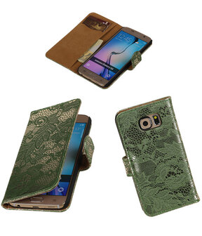 Samsung Galaxy Grand Max Lace Booktype Wallet Hoesje Donker Groen