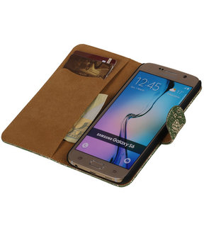 Samsung Galaxy Grand Max Lace Booktype Wallet Hoesje Donker Groen