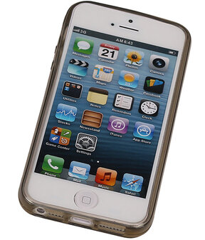 Apple iPhone 5 /5S TPU Hoesje Transparant Grijs &ndash; Back Case Bumper Hoes Cover