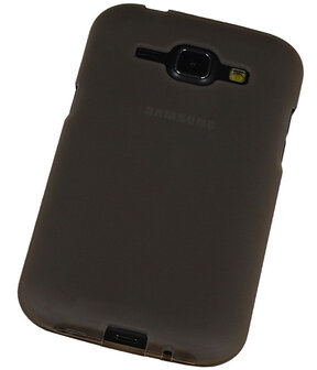 Samsung Galaxy J1 TPU Hoesje Transparant Grijs &ndash; Back Case Bumper Hoes Cover