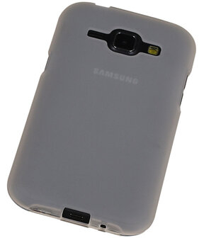 Samsung Galaxy J1 TPU Hoesje Transparant Wit &ndash; Back Case Bumper 