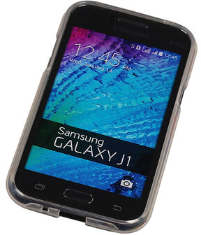 Samsung Galaxy J1 TPU Hoesje Transparant Wit &ndash; Back Case Bumper 