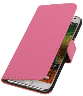 Roze Effen Bookcover Hoesje Samsung Galaxy E7