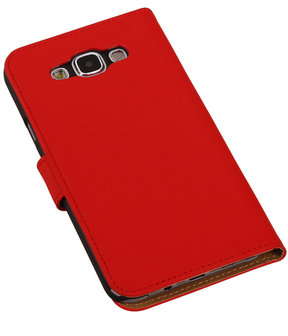 Rood Effen Bookcover Hoesje Samsung Galaxy E7