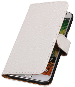 Wit Krokodil Bookcover Hoesje Samsung Galaxy E7