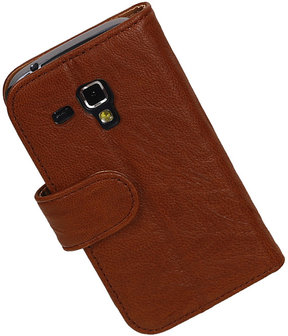 BestCases Bruin Echt Leer Booktype Hoesje voor Samsung Galaxy S Duos S7562