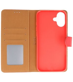 iPhone 16 Plus Hoesje Book Case Portemonnee Telefoonhoesje - Rood