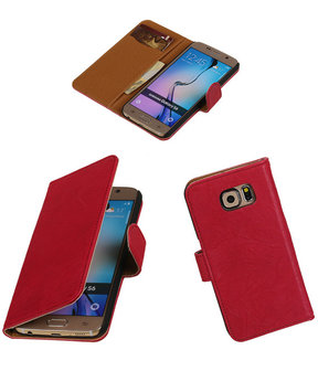 Echt Leer Bookcase Roze - Samsung Galaxy E7