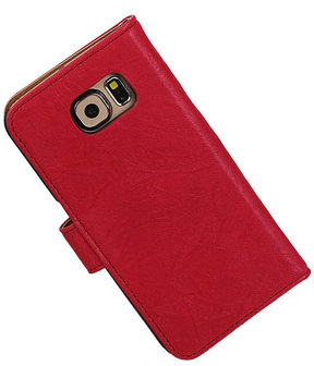 Echt Leer Bookcase Roze - Samsung Galaxy E7