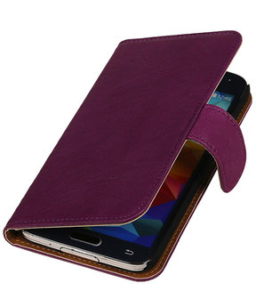 Echt Leer Bookcase Paars - Samsung Galaxy S3
