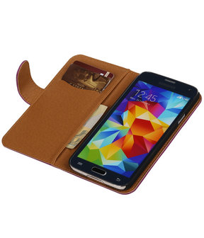 Echt Leer Bookcase Paars - Samsung Galaxy S3