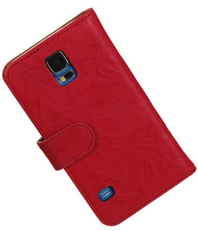 Echt Leer Bookcase Roze - Samsung Galaxy S4