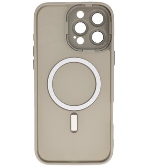 Mat-Transparent met Camera Beschermer Magsafe Case voor iPhone 15 Pro Max Grijs