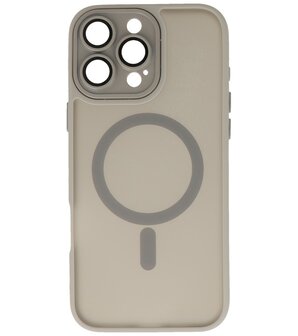 Mat-Transparent met Camera Beschermer Magsafe Case voor iPhone 15 Pro Grijs
