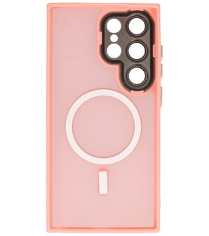 Mat-Transparent met Camera Beschermer Magsafe Case voor Samsung Galaxy S24 Ultra Roze