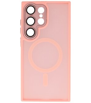 Mat-Transparent met Camera Beschermer Magsafe Case voor Samsung Galaxy S24 Ultra Roze