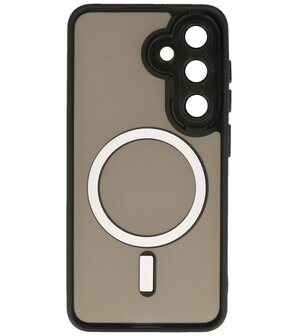 Mat-Transparent met Camera Beschermer Magsafe Case voor Samsung Galaxy S24 en S25 Zwart