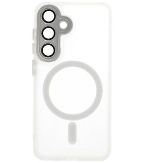 Mat-Transparent met Camera Beschermer Magsafe Case voor Samsung Galaxy S24 - S25 Wit