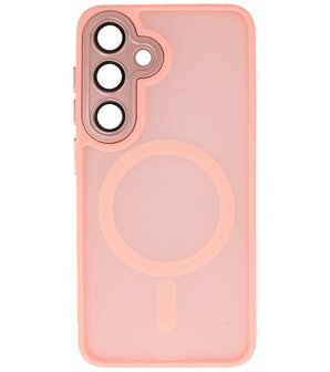Mat-Transparent met Camera Beschermer Magsafe Case voor Samsung Galaxy S24 - S25 Roze