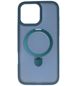 Magsafe Mat Transparant - Camera Beschermer Case met Staande Functie voor iPhone 16 Pro Max Blauw