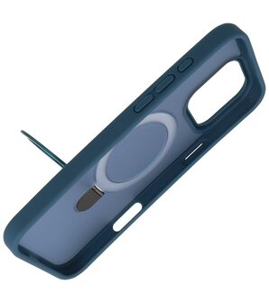 Magsafe Mat Transparant - Camera Beschermer Case met Staande Functie voor iPhone 16 Pro Max Blauw
