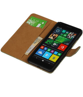 Microsoft Lumia 640 Lace Booktype Wallet Hoesje Donker Groen