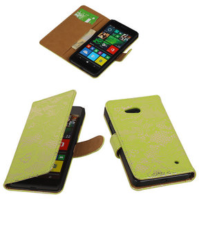 Microsoft Lumia 640 Lace Booktype Wallet Hoesje Groen