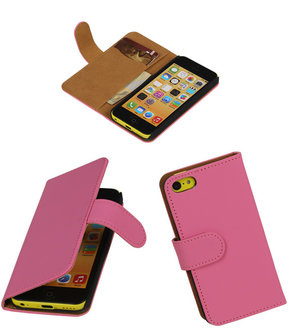 Roze Apple iPhone 5C Book Wallet Case Hoesje