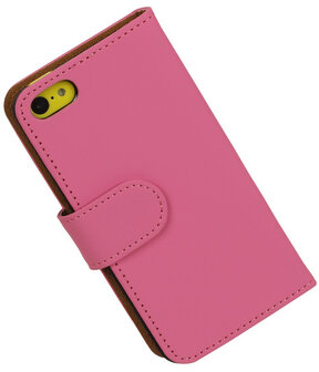 Roze Apple iPhone 5C Book Wallet Case Hoesje