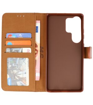 Samsung Galaxy S25 Ultra Hoesje Book Case Portemonnee Telefoonhoesje - Bruin