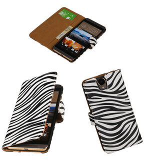 HTC One E9 Plus Hoesje Booktype Zebra