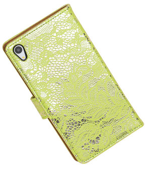 Sony Xperia Z4/Z3 Plus Lace Kant Booktype Wallet Hoesje Groen