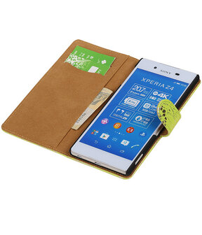 Sony Xperia Z4/Z3 Plus Lace Kant Booktype Wallet Hoesje Groen