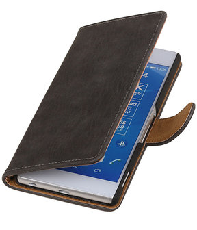 Sony Xperia Z4/Z3 Plus Bark Hout Booktype Wallet Hoesje Grijs