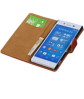 Sony Xperia Z4/Z3 Plus Bark Hout Booktype Wallet Hoesje Rood