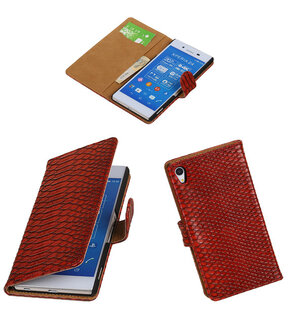 Sony Xperia Z4 Snake Booktype Wallet Hoesje Rood