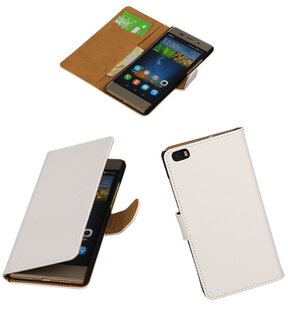 Huawei P8 Lite Effen Booktype Wallet Hoesje Wit