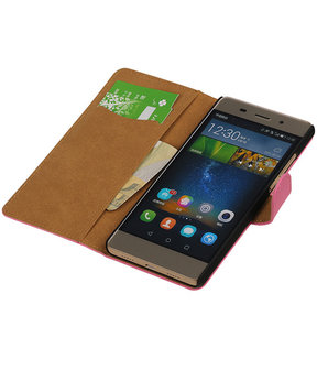 Hoesje voor Huawei P8 Lite Effen Booktype Wallet Roze