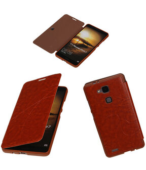 Bestcases Bruin TPU Booktype Motief Hoesje Huawei Ascend Mate 7