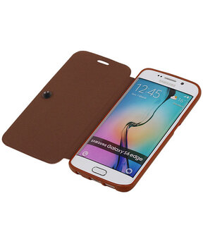 Bestcases Bruin TPU Booktype Motief Hoesje voor Samsung Galaxy S6 Edge