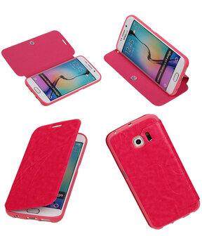 Bestcases Roze TPU Booktype Motief Hoesje Samsung Galaxy S6 Edge