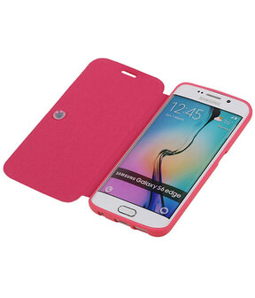 Bestcases Roze TPU Booktype Motief Hoesje voor Samsung Galaxy S6 Edge