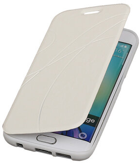 Bestcases Wit TPU Booktype Motief Hoesje voor Samsung Galaxy S6 Edge