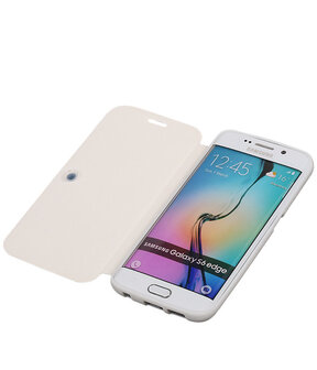 Bestcases Wit TPU Booktype Motief Hoesje voor Samsung Galaxy S6 Edge