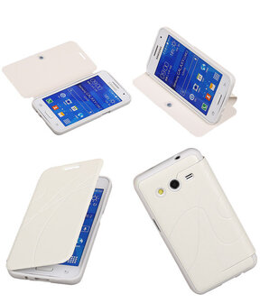 Bestcases Wit TPU Booktype Motief Hoesje Samsung Galaxy Core 2