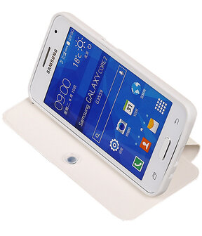 Bestcases Wit TPU Booktype Motief Hoesje voor Samsung Galaxy Core 2