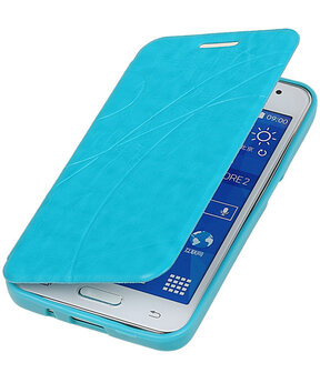 Bestcases Turquoise TPU Booktype Motief Hoesje voor Samsung Galaxy Core 2