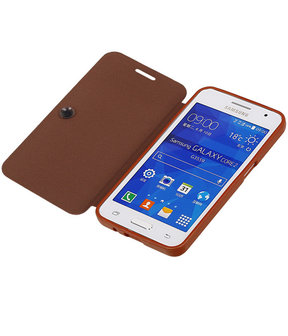 Bestcases Bruin TPU Booktype Motief Hoesje voor Samsung Galaxy Core 2